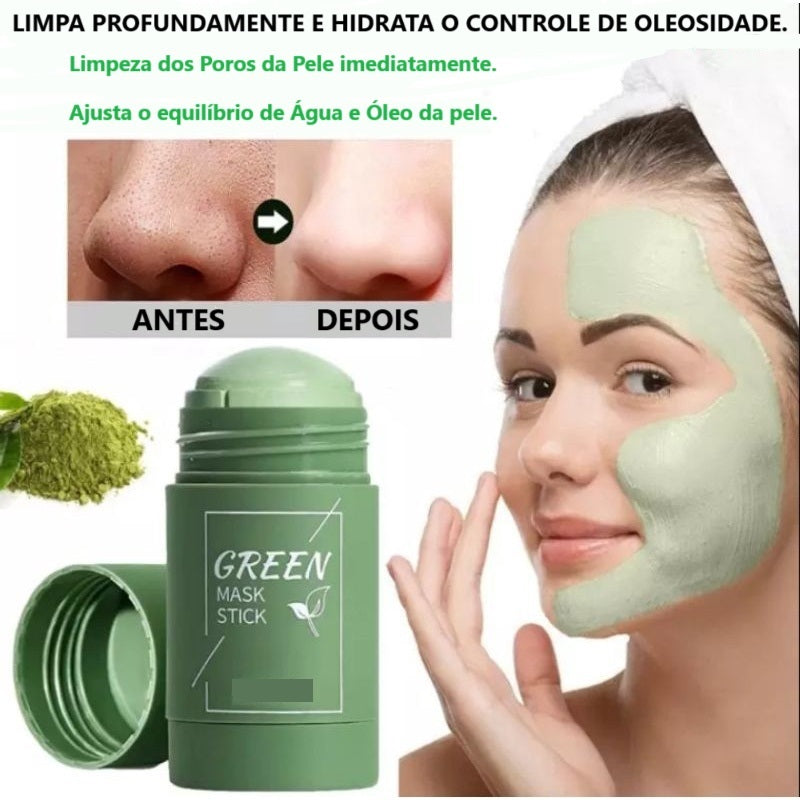 Máscara de limpeza facial e removedor de cravos e poros - Detox chá verde ✅